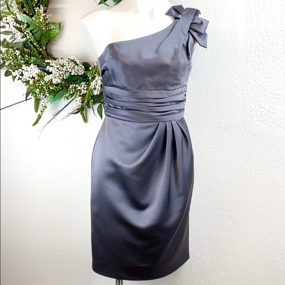 David’s Bridal Silver Bridesmaid Dress, semiformal